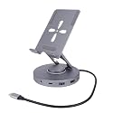 10 in 1 Rotatable USB C Tablet Docking Station with 4K HD Multimedia & 100W PD Charging for Fit for Steam Deck Aluminum Alloy Gray