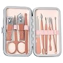 10 IN 1 Stainless Steel Professional Manicure Set Nail Cutter For Women Nail Scissors Luxury Grooming Kit Manicure Pedicure Kit For Women (Rose Gold) (10 IN 1 PINK)
