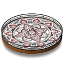 10.2-Inch Boho Lazy Susan with Oak Base and 3D Textured Ceramic Tile