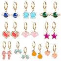 10/20 Pairs Gold Hoop Dangle Earrings For Girls Gold Hoop Earrings With Charms 14k Gold Huggie Hoop Earrings
