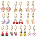 10/20 Pairs Gold Hoop Dangle Earrings For Girls Gold Hoop Earrings With Charms 14k Gold Huggie Hoop Earrings