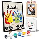 10" Best Dad Ever Hands Down Sign DIY Dad Gifts from Kids Handprint Kit with Acrylic Paint, Toddler Craft Birthday Gift Father's Day for Daddy, Papa Family Plaque with Daughter, Son Names HF90-D