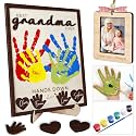 10" Hands Down Best Grandma Ever DIY Handprint Gifts for Grandma with Paints, Craft for Nana from Kids, Family Keepsake Plaque Birthday Gift Mother's Day for Grandmother, Grammy HF620