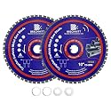 10" Metal Cutting Circular Saw Blade - BRSCHNITT 2pcs Tungsten Carbide Tipped TCT Saw Blades for Iron, Iron Pipe, Ferrous Metals 50T Arbor:1-3/16"/1"/5/8"