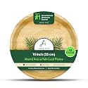 10" Round Areca Palm Leaf Plates (48-Pack) | Better Than Paper & Bagasse | Eco Friendly, Compostable| Microwave & Freezer Safe | Strong & Sturdy | Use & Throw | Parties, Events, Weddings