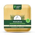 10" Square Areca Palm Leaf Plates (48-Pack) | Better Than Paper &amp; Bagasse | Eco Friendly, Compostable| Microwave &amp; Freezer Safe | Strong &amp; Sturdy | Use &amp; Throw | Parties, Events, Weddings