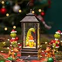 10'' Christmas Gnomes Snow Globe Lantern Lighted Whimsical Christmas Tree &amp; Scandinavian Santa Elf Musical Water Lantern Swirling Glittering Home Decoration and Gift, Battery Operated or USB Powered