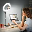 10'' Desk Ring Light with Stand – Zoom Lighting with Phone Holder for Computer・Video Calls・Conference – CRI95 LED Adjustable Circle Light, 10'' Large Lamp Head, Content Creator Friendly