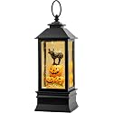 10'' Halloween Snow Globe Lantern Lighted Musical Water Lantern Spooky Pumpkin and Witch' s Black Cat Combo with Swirling Glitter, Battery Operated or USB Powered