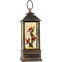 10'' Lighted Cardinal Music Snow Globe Water Lantern with Swirling Glitter Decoration for Christmas Home, Living Room, Battery Operated or USB Powered
