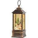 10'' Musical Snow Globe Lantern Lighted Snowman Family Water Lantern Swirling Glittering Christmas Home Decoration and Gift, Battery Operated or USB Powered