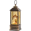 10'' Musical Snow Globe Lantern Lighted Nativity Manger Scene Water Lantern Swirling Glittering Home Decoration and Gift, Battery Operated or USB Powered
