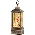 10'' Musical Snow Globe Lantern Lighted Snowman with Penguin Water Lantern Swirling Glittering Home Decoration and Gift, Battery Operated or USB Powered