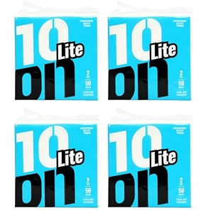10on lite large size napkins33x33cms 2 ply extra soft tissue paper 50 pulls per pack pack of 4 50pulls x 4  200 pulls