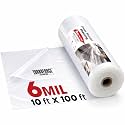 10' x 100' 6 Mil Heavy Duty Clear Plastic Sheeting, UV Resistant Tear-Proof for Greenhouse, Construction, Painting, Farm & Floor Protection, Polyethylene Sheeting, Clear