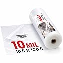 10' x100' 10 Mil Heavy Duty Clear Plastic Sheeting, UV Resistant Tear-Proof for Greenhouse, Construction, Painting, Farm &amp; Floor Protection, Polyethylene Sheeting, Clear