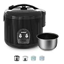 10-Cup Uncooked Rice Cooker &amp; Food Steamer - Ceramic Coating Non-Toxic Inner Pot, One-Touch Multifunction for Rice/Sauté/Yogurt, Dishwasher Safe, 3-10 Family Size, Black