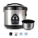 10-Cup Uncooked Rice Cooker & Food Steamer - Ceramic Coating Non-Toxic Inner Pot, One-Touch Multifunction for Rice/Sauté/Yogurt, Dishwasher Safe, 3-10 Family Size, Stainless Steel