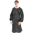 Medical Nation 10 Disposable Lab Coats - Durable Knee Length 50g SMS Reusable Lab Coat with Knit Cuffs and Pockets, Unisex | Perfect for Dental, Hospitals, Pharmacies, Labs, Clinics- Black, 2X-Large
