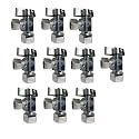 (10) EZ-Fluid Heavy Duty 1/2" Nom. (5/8" OD Comp) x 3/8" OD Comp Angle Stop Valve,1/4 Turn Handle,Chrome Brass Water Shut Off Ball Valve For Water Pipes,Bathroom,Kitchen