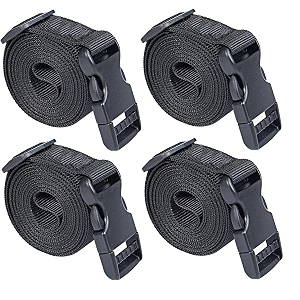 10 feet long utility strap belt with quick-release buckle adjustable for luggage bags traveling bikes cars outing black 4 pack