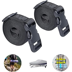 10 feet long utility strap belt with quick-release buckle adjustable for luggage bags traveling bikes cars outing black 2-pack