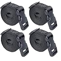 10 feet Long Utility Strap Belt with Quick-Release Buckle Adjustable, for Luggage Bags, Traveling, Bikes, Cars, Outing, (Black, 4 Pack)