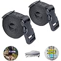 10 feet Long Utility Strap Belt with Quick-Release Buckle Adjustable, for Luggage Bags, Traveling, Bikes, Cars, Outing, Black, 2-Pack.