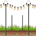 10 ft Outdoor String Light Poles for Outside, 2 Pack Metal Light Poles