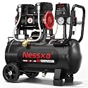 10 Gallon Ultra Quiet Air Compressor, Oil-Free Air Compressor Tank with Two Quick Couplers, 2HP 8.76 CFM@115PSI Pressure 70dB Electric Air Compressor for Woodwork Nailing, Garage, Auto Repair