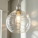10” Globe Glass Pendant Light Kitchen Island Hanging Light Brushed Nickel
