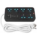 10 in1 Universal Extension Board with 6 Sockets 3 USB Ports & 1 PD Type-C Fast Charging |1.8M Cable | 2500W Power Strip with Switch | Multi Plug Cord for Home Office TV Computer & Mobile