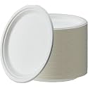 [10 inch, 15 Count, Round, Off-White Disposable Bagasse Paper Plates | Eco-Friendly Sugarcane Paper Plates for Wedding, Party, Cafes &amp; Homes