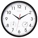 10 Inch Black Wall Clock Silent Wall Clocks with Temperature