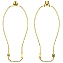 10 Inch Detachable Lamp Shade Harp Holder for Table and Floor Lamps, 2 Set Heavy Duty Lamp Shade Bracket with 3/8 Standard Saddle and Lamp Finial, Polished Brass