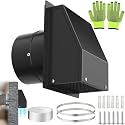 10 Inch Hooded Wall Vent Cover with Screen and Damper, Galvanized Steel Outdoor Wall Exhaust Vent Cover Cap Black for Dryer Bathroom Fan Range Hood HVAC Duct Ventilation (Includes Tape &amp; Clamps)