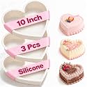 10 Inch Large Heart Shaped Cake Pans for Baking, Set of 3