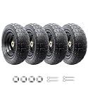 10-Inch Solid Replacement Tire and Wheel 4.10/3.50-4" - Flat Free Tires for Cart, Dolly, Hand Truck, Generator, Lawnmower, Garden Wagon with 5/8” Axle Bore Hole - Double Sealed Bearings (4)