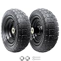 10-Inch Solid Replacement Tire and Wheel 4.10/3.50-4" - Flat Free Tires for Cart, Dolly, Hand Truck, Generator, Lawnmower, Garden Wagon with 5/8” Axle Bore Hole - Double Sealed Bearings (2)