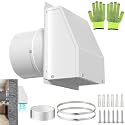 10 inch Wall Vent Cover for Dryer Vent, Outdoor Wall Exhaust Vent Cap Exterior Air Vent Cover with Screen & Damper, External Extractor Wall Vent Hood for Bathroom Fan Range Hood HVAC Duct