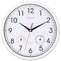 10 Inch White Wall Clock Silent Wall Clocks with Temperature