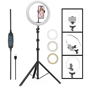 10 inches big led ring light for camera phone tiktok youtube video shooting and makeup 1034 inch ring light with 7 feet long foldable and lightweight tripod stand