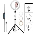 10 Inches Big LED Ring Light for Camera, Phone tiktok YouTube Video Shooting and Makeup, 10" inch Ring Light with 7 Feet Long Foldable and Lightweight Tripod Stand