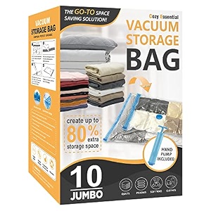 cozy essential travel vacuum bags with electric pump 6 pack vacuum travel bags for luggage and suitcase vacuum seal space saver compression for clothes clothing