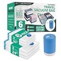 Cozy Essential Travel Vacuum Bags with Electric Pump, 6 Pack Vacuum Travel Bags for Luggage and Suitcase, Vacuum Seal Space Saver Compression for Clothes Clothing