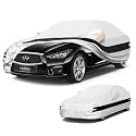 10 Layers Sedan Car Cover Custom Fit for Infiniti Q50 (2013-2026), Waterproof All Weather for Automobiles, Outdoor Full Cover Sun Rain Dust UV Protection with Cotton. Sliver