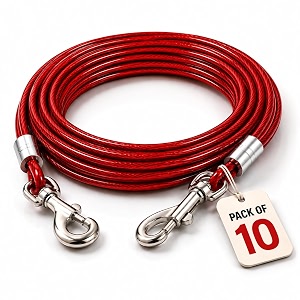 10 meterpack of 10 vinyl coated stainless steel tie out cable antirust buckles  load 60kg  heavy duty rope for blankets curtains camping gardening pets outdoor use