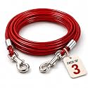 10 Meter(Pack of 3) Vinyl Coated Stainless Steel Tie Out Cable AntiRust Buckles | Load 60KG | Heavy Duty Rope for Blankets Curtains Camping Gardening Pets Outdoor Use