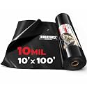 10 Mil Black Plastic Sheeting (10' x 100') - Heavy Duty, Waterproof, UV Resistant Polyethylene Sheeting Roll for Greenhouse, Vapor Barrier, Construction, Garden &amp; Ground Cover, Black