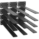 10 Pack - 10 inch Black Hidden L Shelf Bracket (1/5 Inch Thicked) Iron Floating Shelf Brackets Rustic Industrial Metal Brackets for Shelf Support